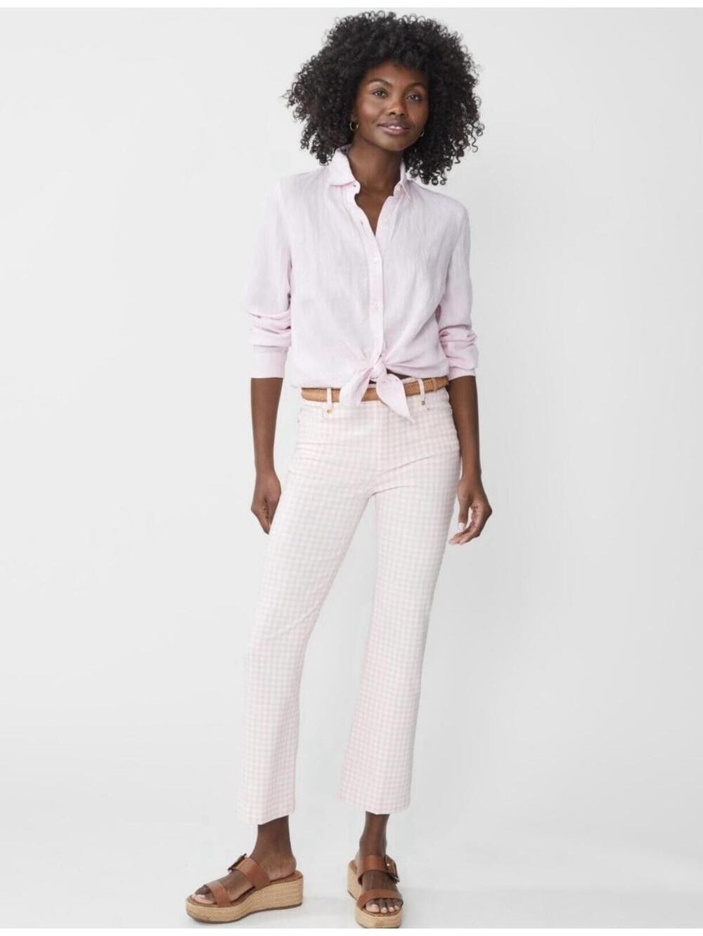 J.Mclaughlin Women's Dakota Pant in Pink Gingham-Size 12